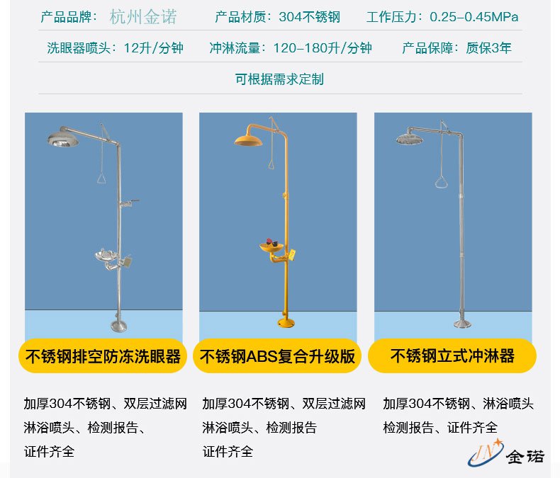 立式双口喷淋洗眼器